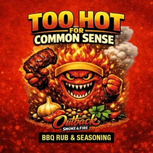 Too Hot for Common Sense is a sweet‑heat BBQ rub with smoky paprika, mustard and chilli. Brilliant on ribs, wings, seafood and vegetables with lively caramelised flavour.
