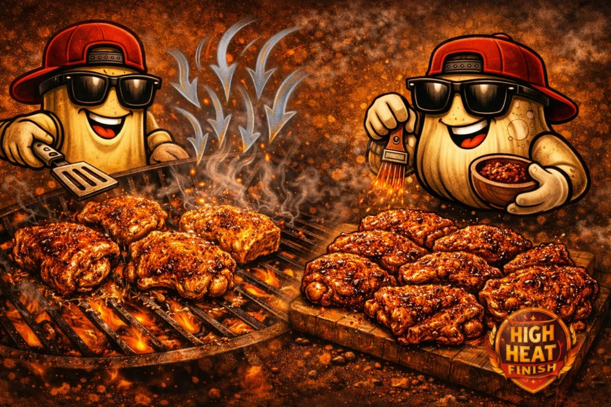 Dry rub. Fat rendered. High heat finish. The OSF way to shatter‑crisp chicken skin.