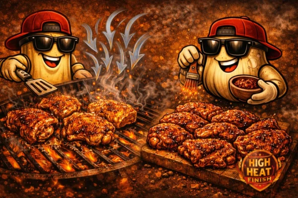 Dry rub. Fat rendered. High heat finish. The OSF way to shatter‑crisp chicken skin.